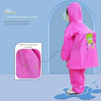Dječji podijeljeni kišni mantil s karikaturnim dizajnom; EVA tkanina; vodootporni sloj PVC ljepila; pogodno za dijete; pončo
