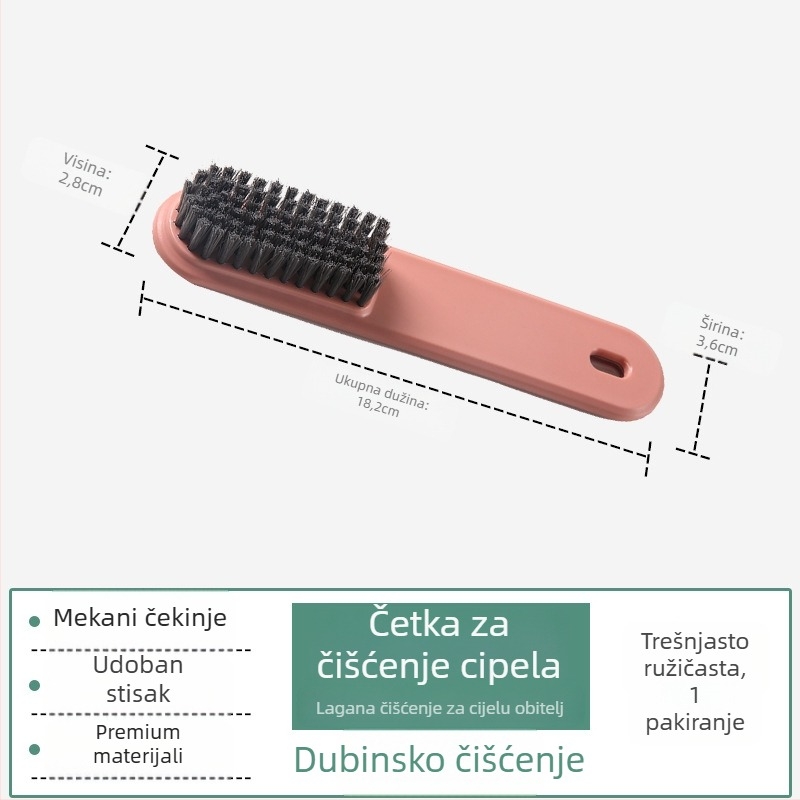 Četka za čišćenje obuće i odjeće s dugim držalom, plastična konstrukcija, mekane dlačice