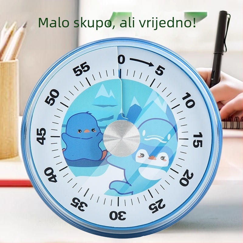 Mehanički vizualni timer, okruglo plastično kućište, ručno pokretanje, za učenje i kuhanje