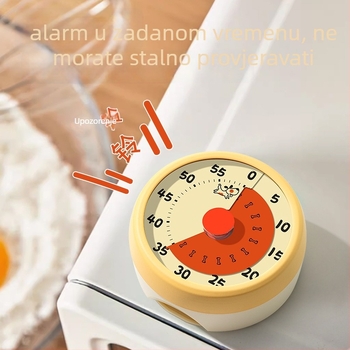 Mehanički tajmer za djecu s vizualnim praćenjem vremena – ručno pokretanje, pokazivač i brojke na zaslonu, aluminijski okvir s plastičnim kućištem, mogućnost ispisivanja logotipa