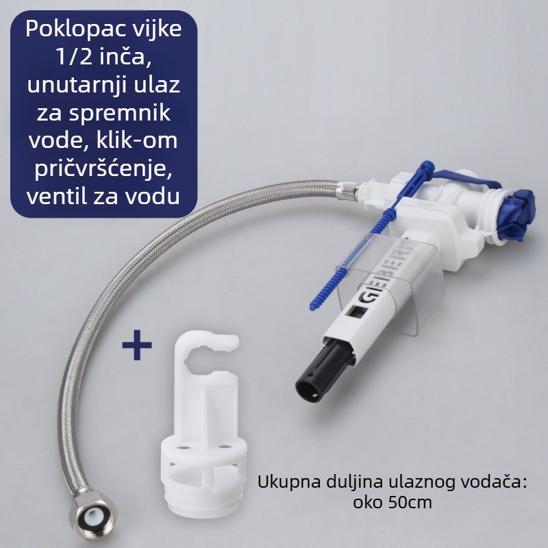 Ventil dovoda vode u spremnik toaleta, ABS, bočni dovod, funkcija ispiranja, izrađeno injekcijskim oblikovanjem