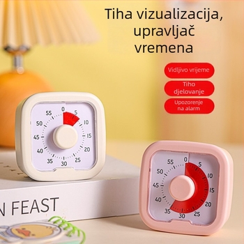 Tiho vizualni mjerač vremena za učenike – upravljanje vremenom za zadatke i samodisciplina, ABS kućište, kvarcni mehanizam, prikaz s pokazivačem i brojkama, napajanje baterijom, pravokutnog oblika
