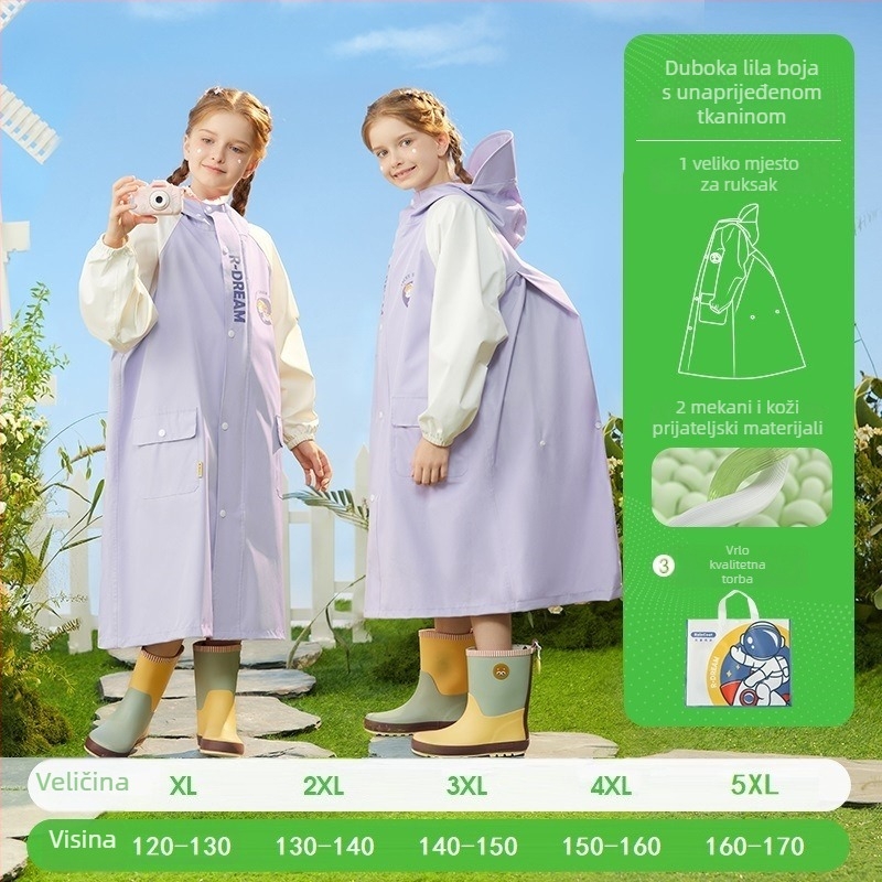 Dječji kišni kaput za školu, s TPU vodootpornim slojem, debljina tkanine 15, težina 400 g