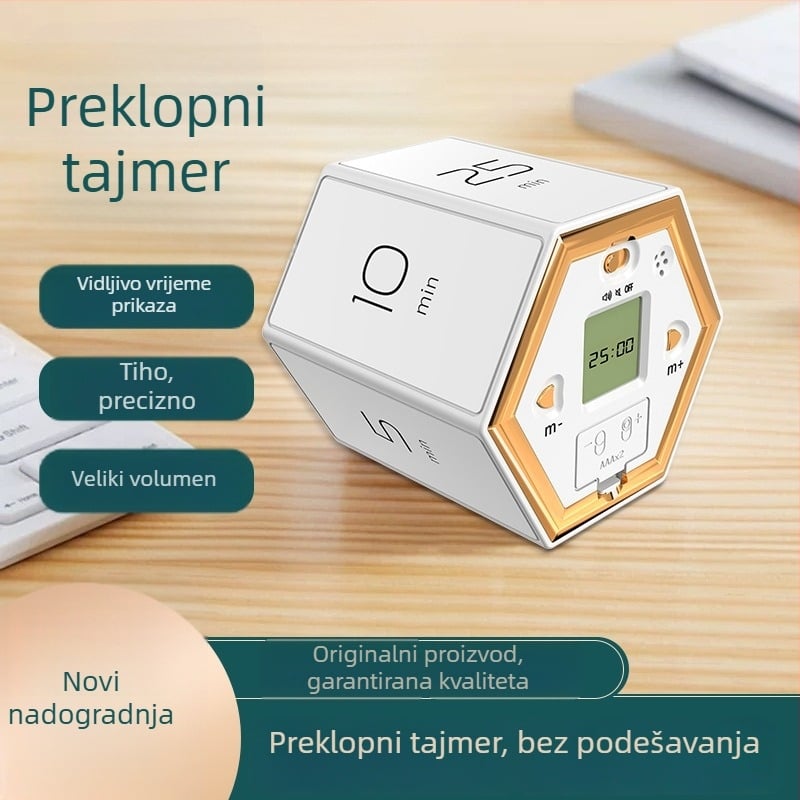 Rotirajući magnetski tihi časovnik za kuhinju – LED zaslon, elektronički pogon, napajanje baterijom, romboidni oblik