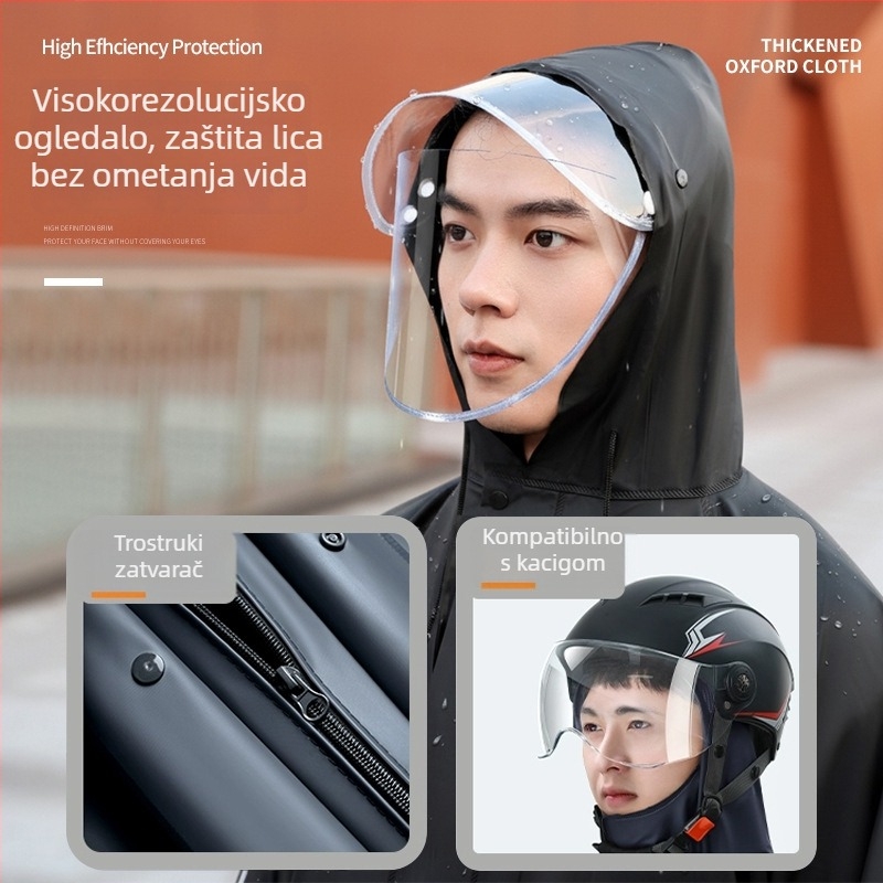 Razdvojeni set kišnog kaputa i kišnih hlača za odrasle, komplet zaštite od kiše za cijelo tijelo, PVC tkanina s vodootpornim slojem PVC ljepila, debela tkanina, pogodan za motocikle/električna vozila.