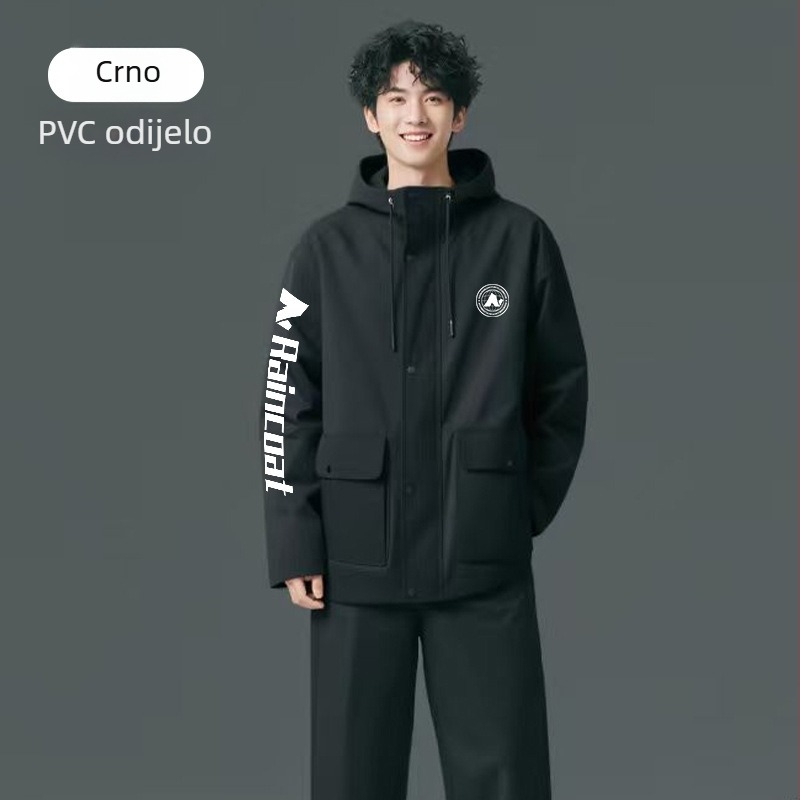 Razdvojeni set kišnog kaputa i kišnih hlača za odrasle, komplet zaštite od kiše za cijelo tijelo, PVC tkanina s vodootpornim slojem PVC ljepila, debela tkanina, pogodan za motocikle/električna vozila.