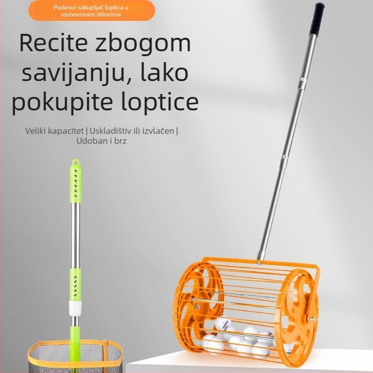 Meishulong automatizirani skupljač lopti za stolni tenis s izvlačnim mehanizmom, mobilnim kotačnim košem za skupljanje i trening
