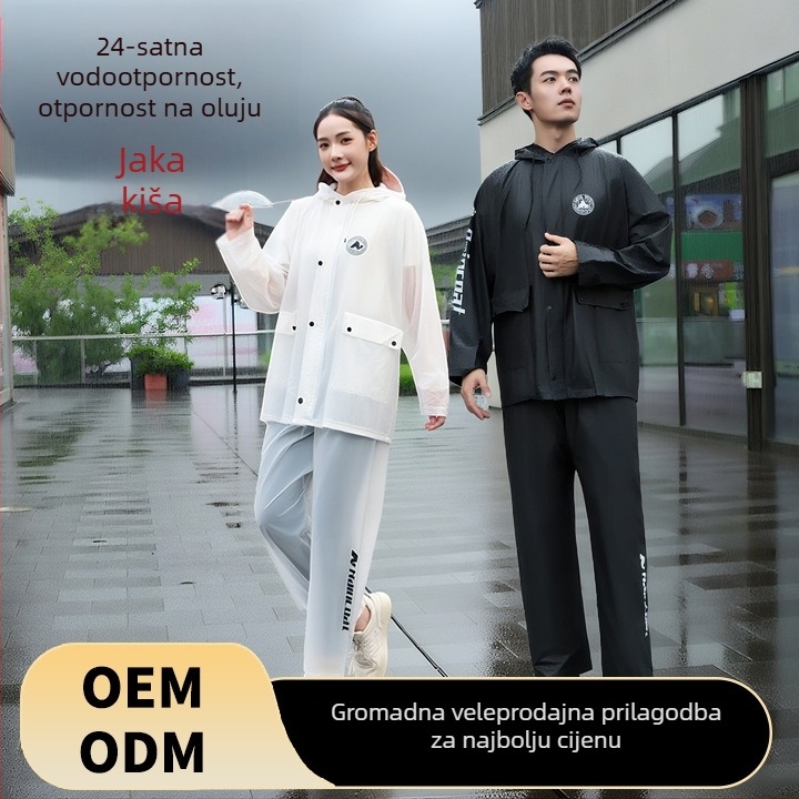 Dugi vodootporni komplet kišnog kaputa i hlača za muškarce i žene, podijeljeni dizajn, reflektirajući, za vozače električnih vozila