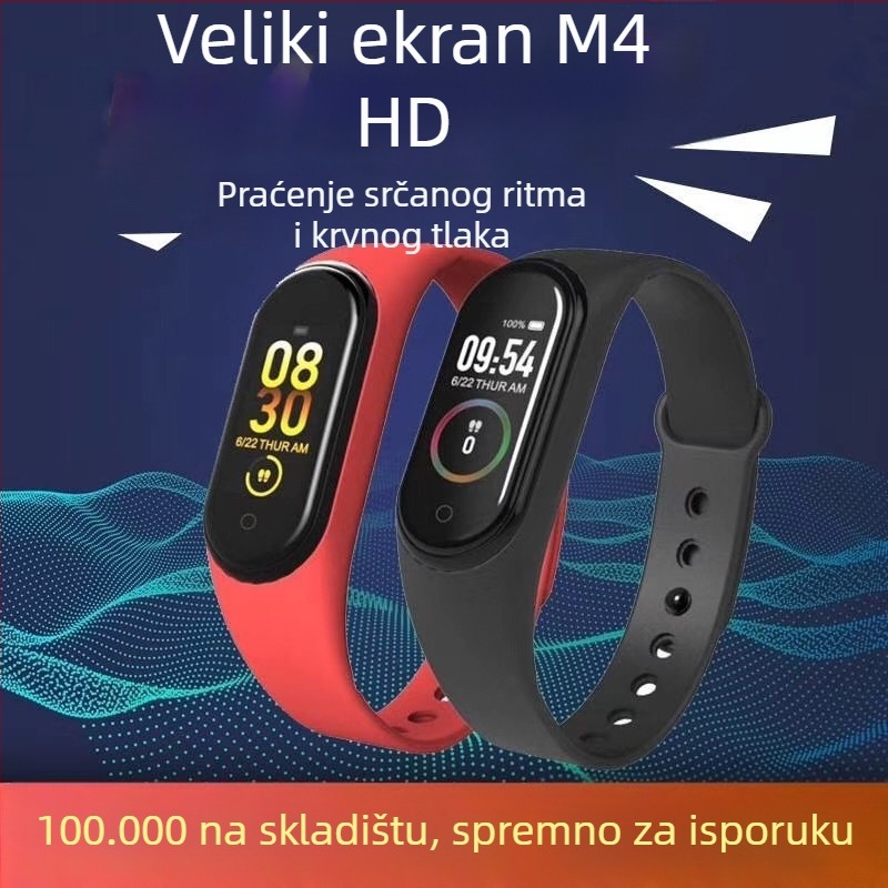 M4 pametna narukvica – Android kompatibilna, trajanje baterije 7–14 dana, TPU traka, 32MB memorije, Pametno upozorenje