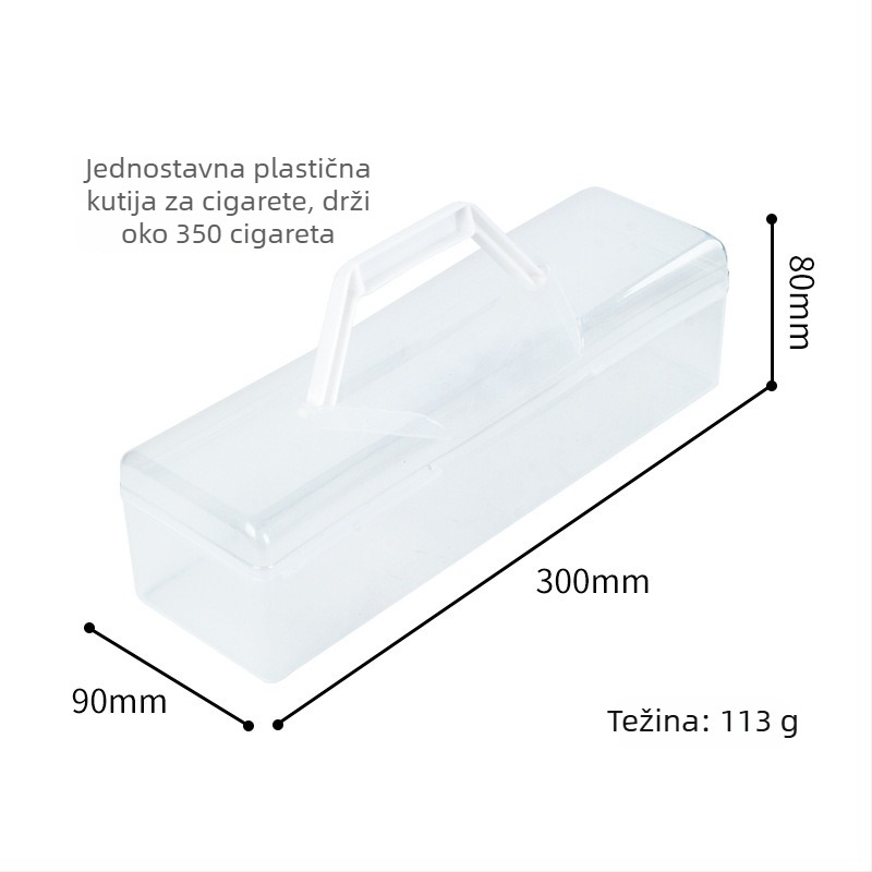 Plastična kutija za cigarete, čvrsto zatvara, veliki kapacitet (300 cigareta), višekorisna, mogućnost tiska logotipa, prilagodba