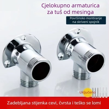 Adapter baze tuša za prijelaz s površinskog na skriveni ugradnju s mješovitim ventilom; materijal: nehrđajući čelik i bakar; moderni minimalistički stil