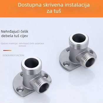 Adapter baze tuša za prijelaz s površinskog na skriveni ugradnju s mješovitim ventilom; materijal: nehrđajući čelik i bakar; moderni minimalistički stil