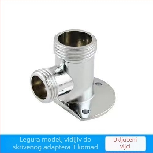 Adapter baze tuša za prijelaz s površinskog na skriveni ugradnju s mješovitim ventilom; materijal: nehrđajući čelik i bakar; moderni minimalistički stil