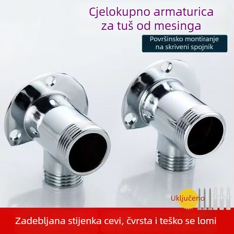 Adapter baze tuša za prijelaz s površinskog na skriveni ugradnju s mješovitim ventilom; materijal: nehrđajući čelik i bakar; moderni minimalistički stil