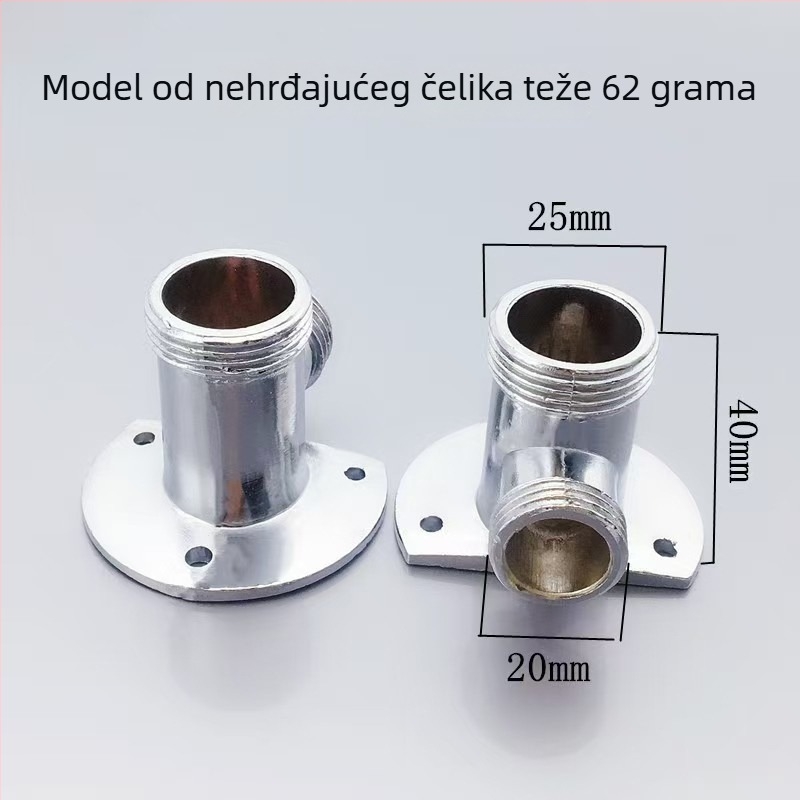 Adapter baze tuša za prijelaz s površinskog na skriveni ugradnju s mješovitim ventilom; materijal: nehrđajući čelik i bakar; moderni minimalistički stil