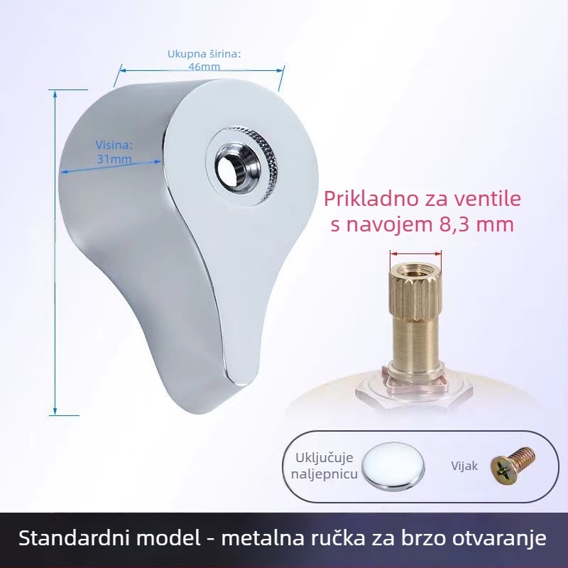 Brzo otvarajući ventil za ispiranje – keramičko-mjedno jezgro ventila, ručna ručka