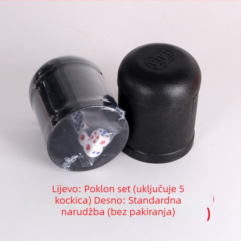 Crni plastični čašica za kocke, cilindrični shaker za zabavu u baru i na ulici