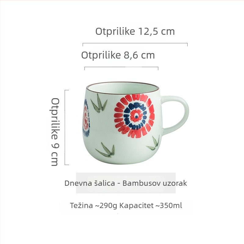 Japanska ručno oslikana šalica za doručak, keramička šalica, okrugla, mikrovalna sigurna, s logotipom