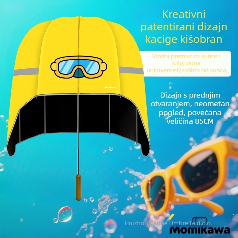 Kišobran s dizajnom kacige, ručno otvaranje i zatvaranje, otporno platno, mogućnost ispisa logotipa, UPF > 50