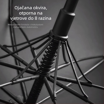 Golf kišobran s UV zaštitom UPF50+, 8 rebara od vlakana, središnji štap od vlakana, drška ABS, poluautomatsko otvaranje i zatvaranje, mogućtis loga