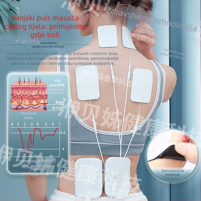 Fizioterapijski uređaj s pulsnim srednofrekventnim masažama za vrat, struk, kukove i noge te cijelo tijelo; punjiv, USB, model HZKJ-908, težina 300 g