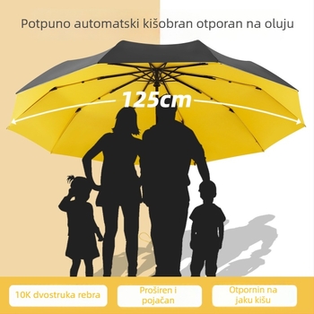 Trostruki sklopivi kišobran s potpuno automatskim otvaranjem i zatvaranjem, 10 rebara, okvir od vlakana, središnji štap od čelika, Impact Fabric