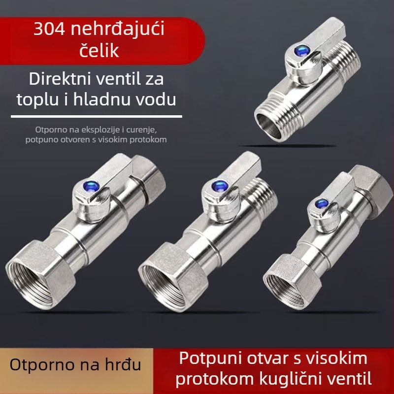 Kuglasta slavina od nehrđajućeg čelika s ravnim protokom, moderan minimalistički dizajn, mogućnost prilagodbe