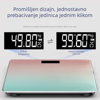 Vaga za težinu – visoko precizna kućna elektronička vaga, kapacitet 180 kg, punjiva, jednostavan dizajn