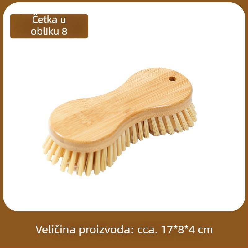Četka za pranje rublja s dugom drškom, tvrde dlačice, bambus i PET