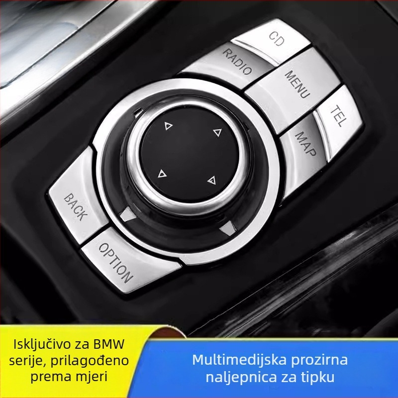 Dekorativna naljepnica za unutarnje gumbe automobila za BMW: kompatibilna s X5/X6 (stara generacija), E90, serije 3 i 5, X1, Z4; marka Yudechi, model 07689