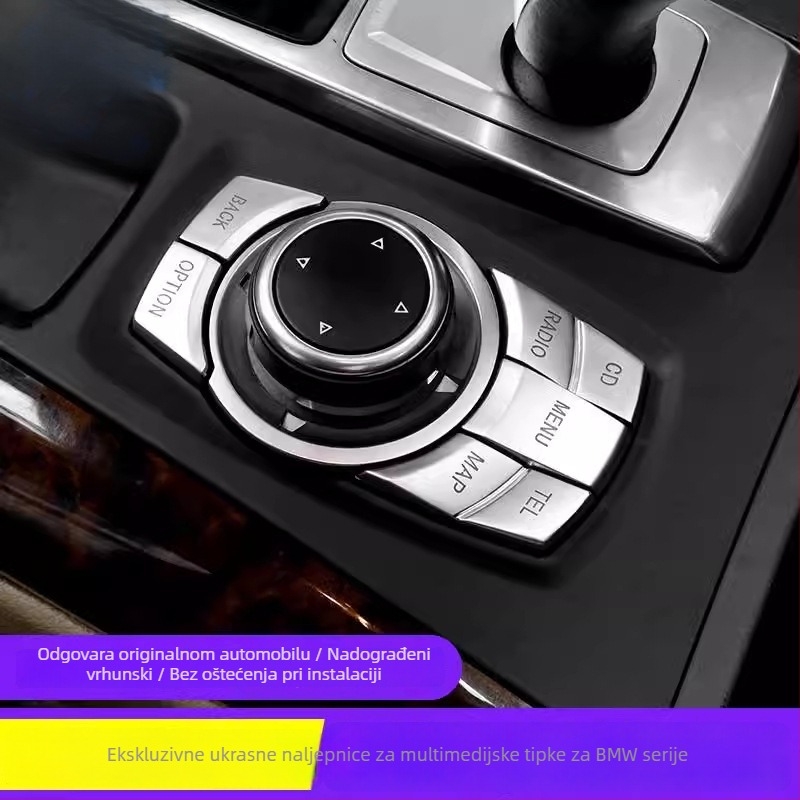 Dekorativna naljepnica za unutarnje gumbe automobila za BMW: kompatibilna s X5/X6 (stara generacija), E90, serije 3 i 5, X1, Z4; marka Yudechi, model 07689