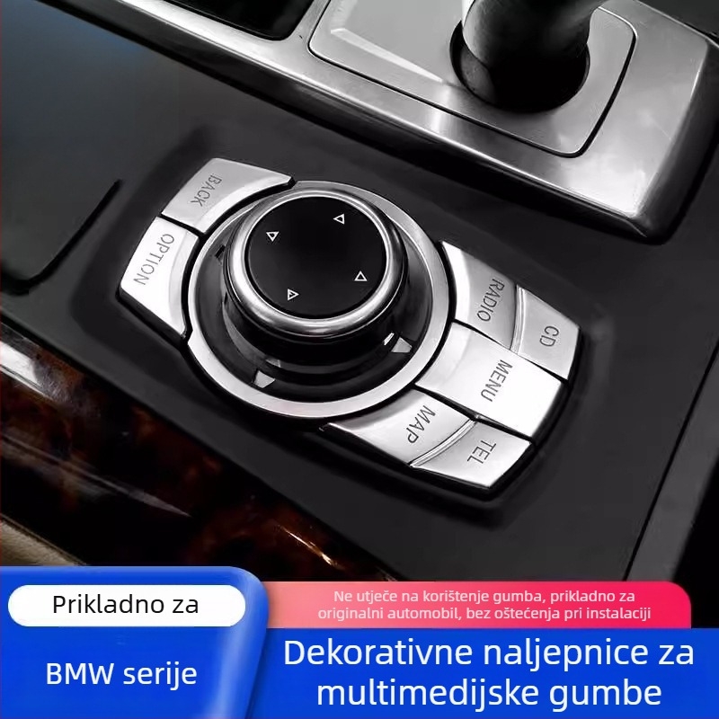 Dekorativna naljepnica za unutarnje gumbe automobila za BMW: kompatibilna s X5/X6 (stara generacija), E90, serije 3 i 5, X1, Z4; marka Yudechi, model 07689