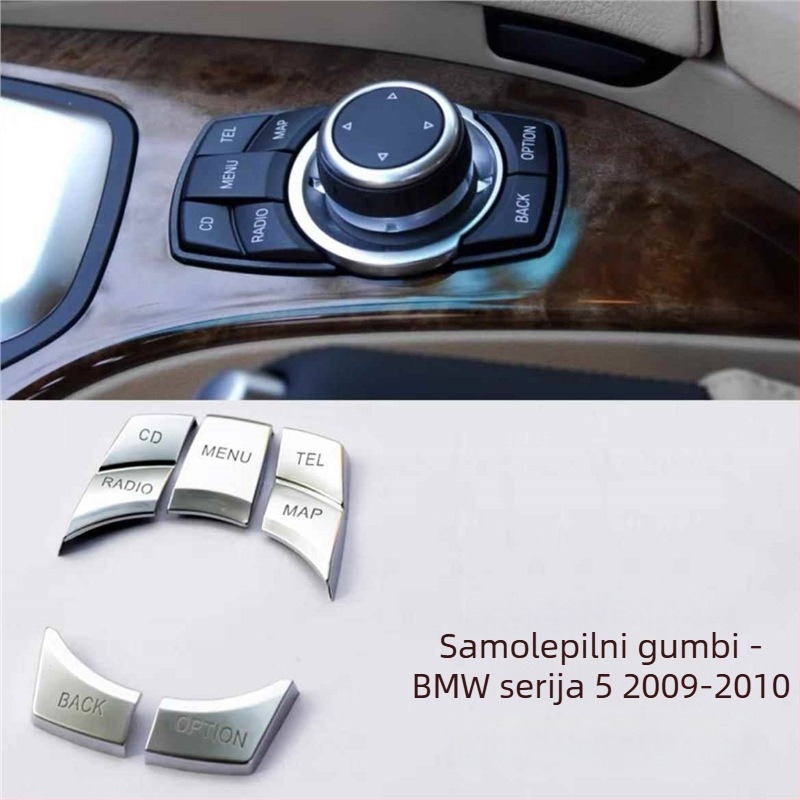 Dekorativna naljepnica za unutarnje gumbe automobila za BMW: kompatibilna s X5/X6 (stara generacija), E90, serije 3 i 5, X1, Z4; marka Yudechi, model 07689