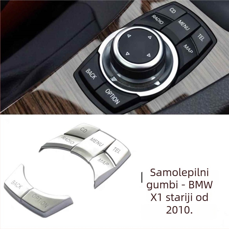 Dekorativna naljepnica za unutarnje gumbe automobila za BMW: kompatibilna s X5/X6 (stara generacija), E90, serije 3 i 5, X1, Z4; marka Yudechi, model 07689