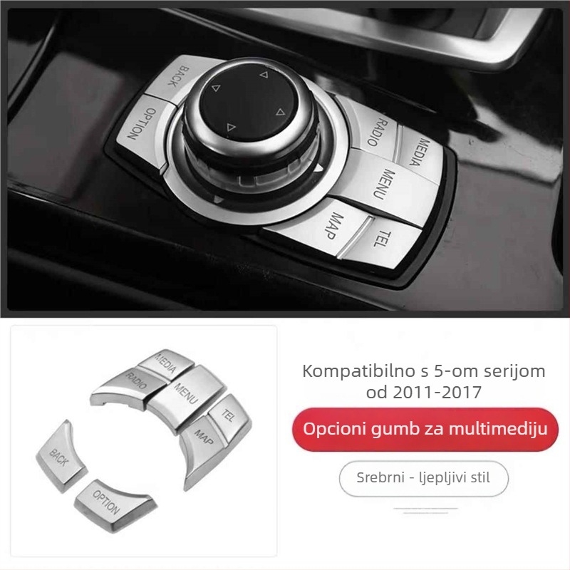 Dekorativna naljepnica za unutarnje gumbe automobila za BMW: kompatibilna s X5/X6 (stara generacija), E90, serije 3 i 5, X1, Z4; marka Yudechi, model 07689