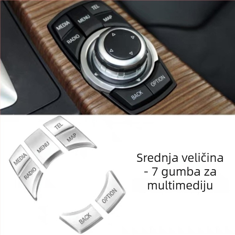 Dekorativna naljepnica za unutarnje gumbe automobila za BMW: kompatibilna s X5/X6 (stara generacija), E90, serije 3 i 5, X1, Z4; marka Yudechi, model 07689
