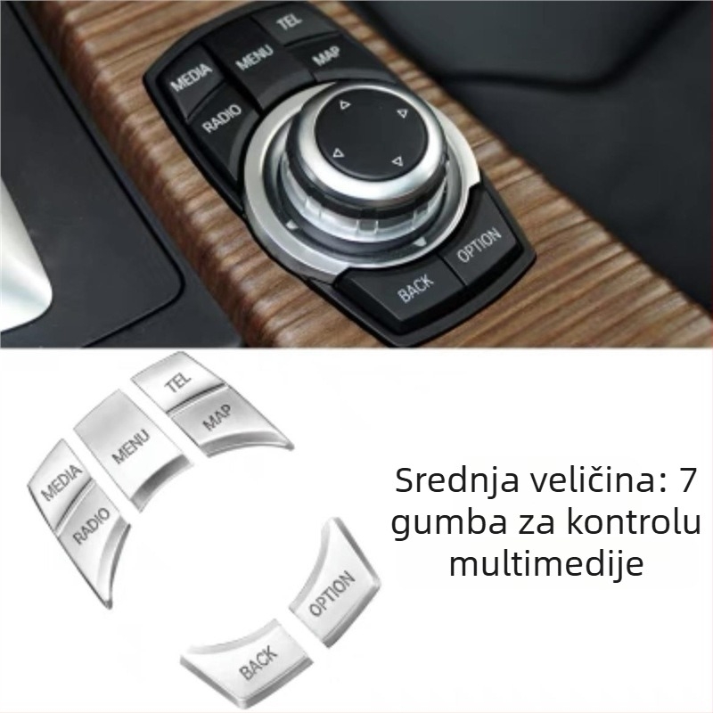 Dekorativna naljepnica za unutarnje gumbe automobila za BMW: kompatibilna s X5/X6 (stara generacija), E90, serije 3 i 5, X1, Z4; marka Yudechi, model 07689