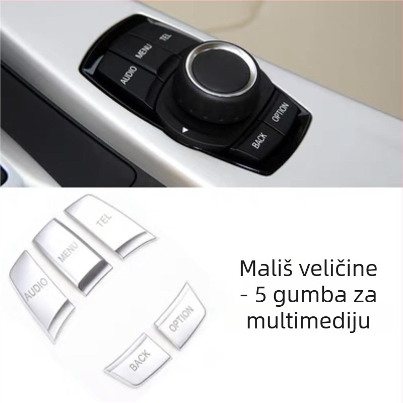 Dekorativna naljepnica za unutarnje gumbe automobila za BMW: kompatibilna s X5/X6 (stara generacija), E90, serije 3 i 5, X1, Z4; marka Yudechi, model 07689