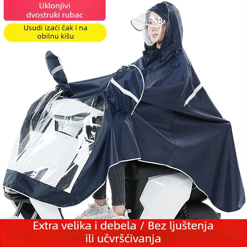 Pončo za motocikle i električno vozilo, dugo, potpuno pokrivanje tijela, Oxford materijal s PVC vodootpornim slojem, za odrasle, za 1 osobu, za vožnju biciklom