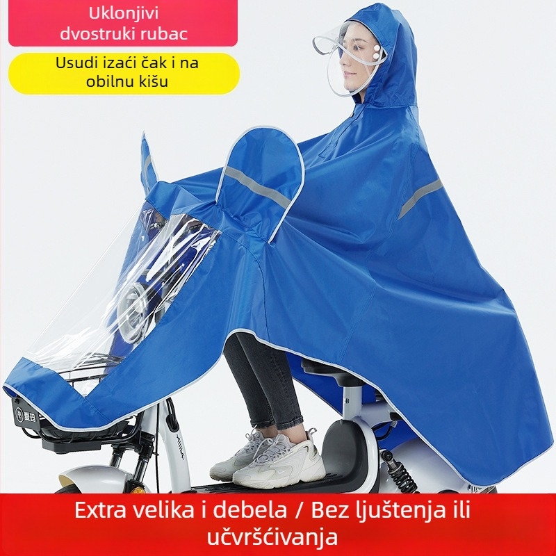 Pončo za motocikle i električno vozilo, dugo, potpuno pokrivanje tijela, Oxford materijal s PVC vodootpornim slojem, za odrasle, za 1 osobu, za vožnju biciklom