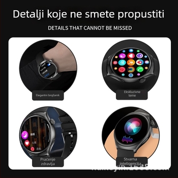 Pametni sat s neinvazivnim mjerenjem šećera u krvi, krvnog tlaka, srčanog ritma, zasićenja kisikom i mokraćne kiseline (Bluetooth pozivi, NFC, 7-14 dana baterije)