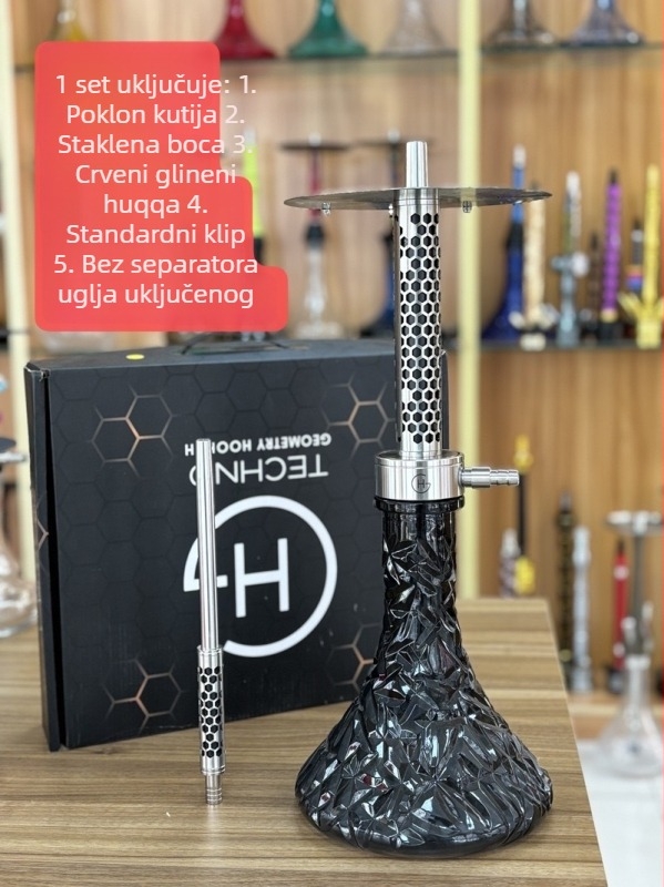 Set šisha od nehrđajućeg čelika, 6-dijelni, prilagodljiv, Hemu smoking set