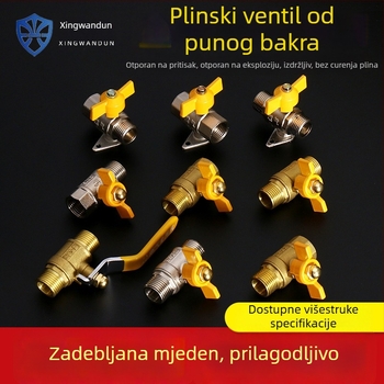 Bakreni kuglasti ventil s vanjskim navojem, moderni minimalistički stil