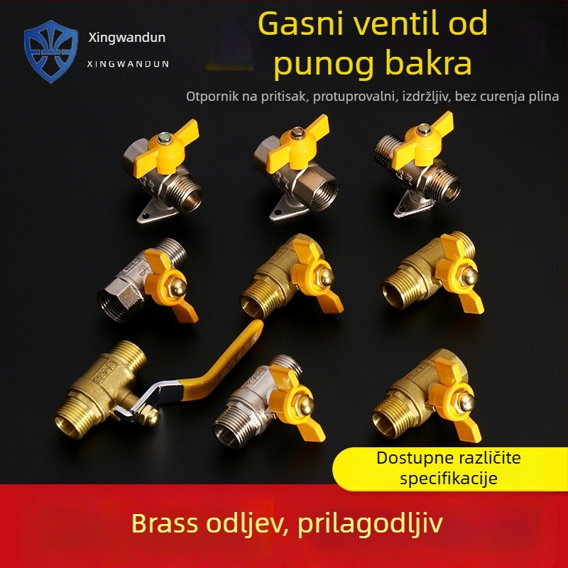 Bakreni kuglasti ventil s vanjskim navojem, moderni minimalistički stil