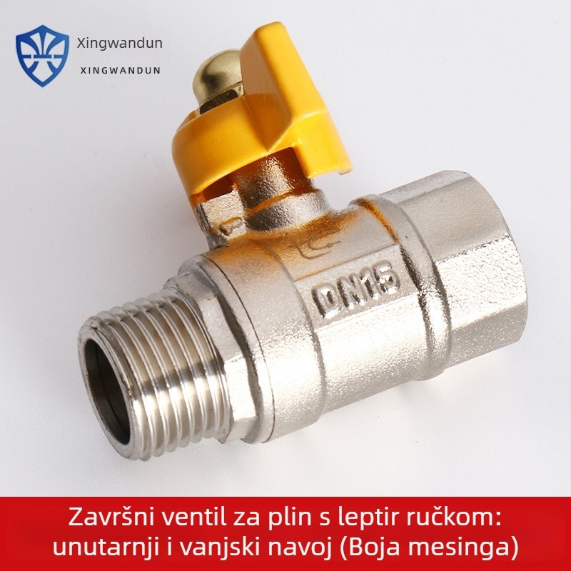 Bakreni kuglasti ventil s vanjskim navojem, moderni minimalistički stil