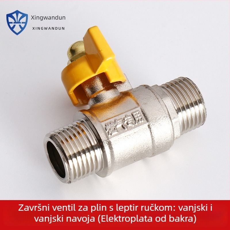 Bakreni kuglasti ventil s vanjskim navojem, moderni minimalistički stil