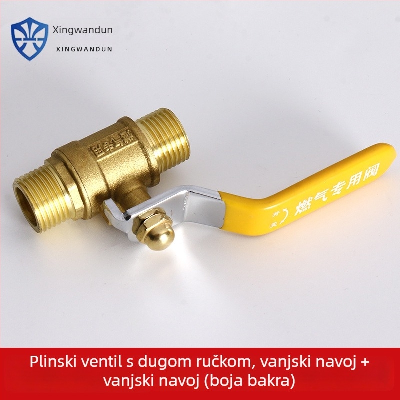 Bakreni kuglasti ventil s vanjskim navojem, moderni minimalistički stil