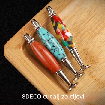 Akrilna pres pipe za lulu, 2-u-1 konkavna žlica glava s gravurom, anti-plamenska igla, model 8deco-014-a