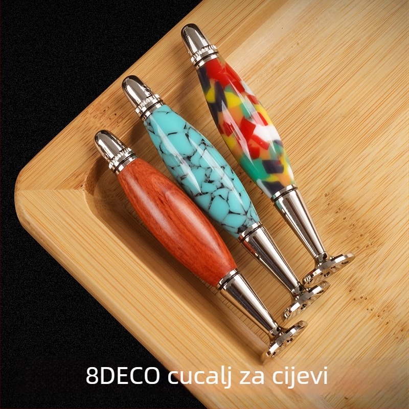 Akrilna pres pipe za lulu, 2-u-1 konkavna žlica glava s gravurom, anti-plamenska igla, model 8deco-014-a