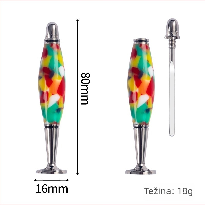 Akrilna pres pipe za lulu, 2-u-1 konkavna žlica glava s gravurom, anti-plamenska igla, model 8deco-014-a